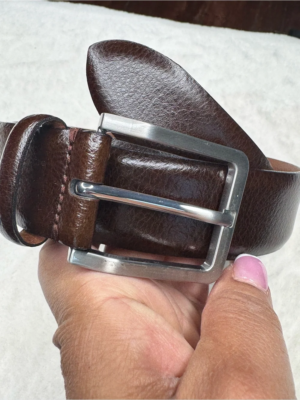 Johnston & Murphy Brown Italian Genuine Leather Belt Size 40